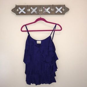 BCBG purple ruffle Spaghetti strap tank